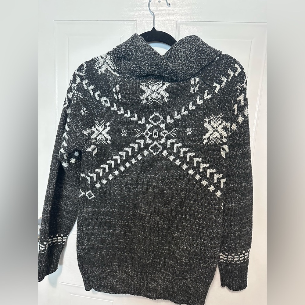 Warehouse One Black and White Knit Zip Sweater